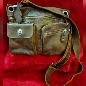 Roots Vintage Brown Leather Crossbody Bag